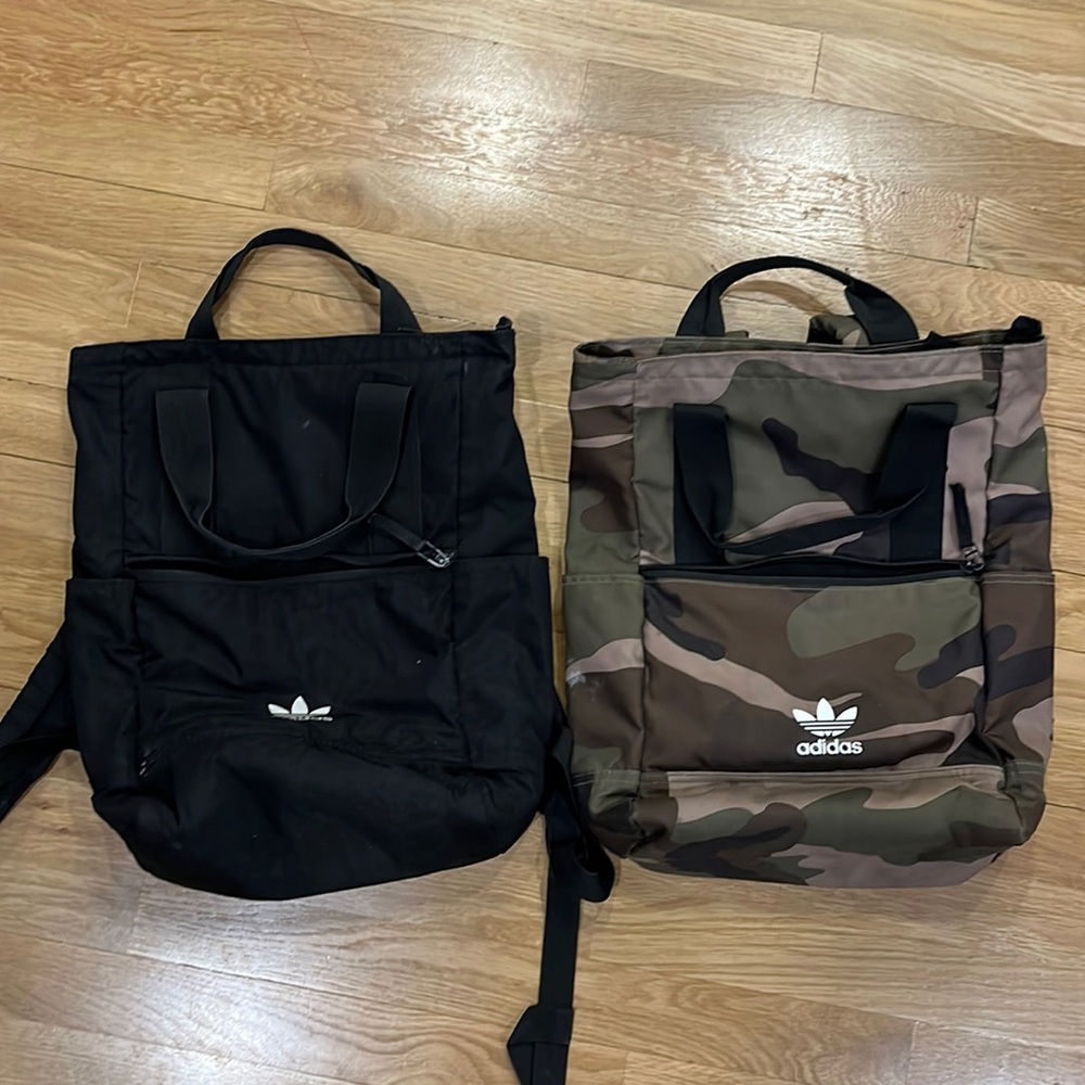 Lot of 2 Adidas Originals Unisex Tote | Backpack | Olive Cargo Camouflage Camo